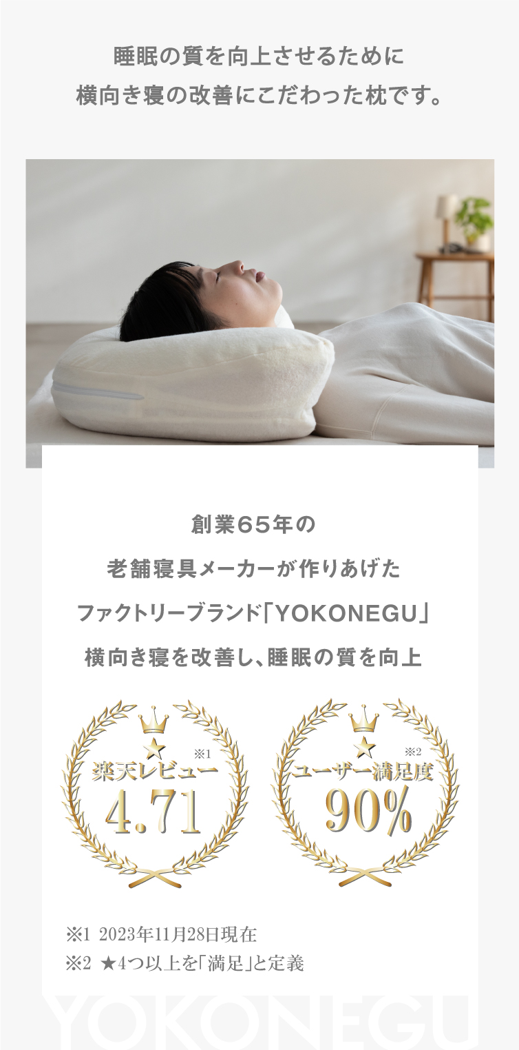 創業65年の老舗寝具メーカーが作りあげたファクトリーブランド「YOKONEGU」横向き寝を改善し、睡眠の質の向上